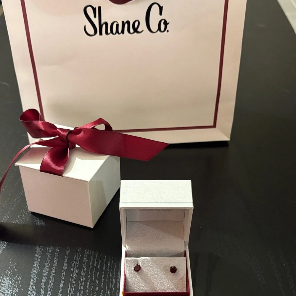 Garnet Studs Shane Co. - Picture 3 of 5